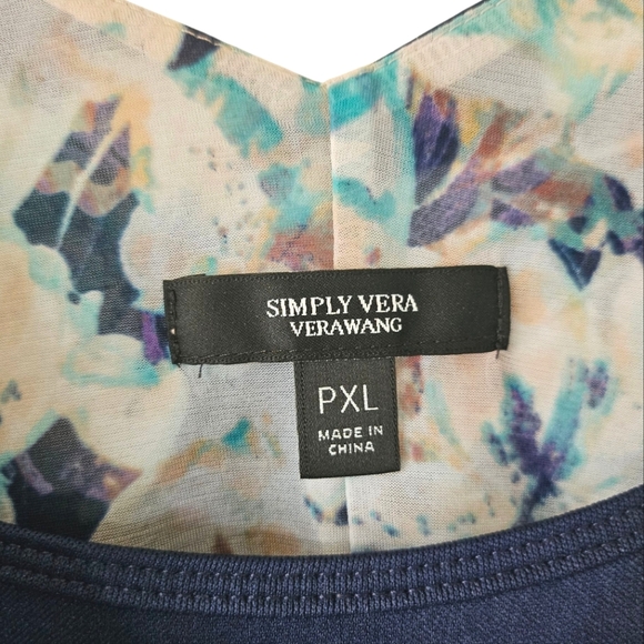 Simply Vera Vera Wang Floral Sleeveless Garden Party Dress, Blue, Size Petite XL - Picture 3 of 11